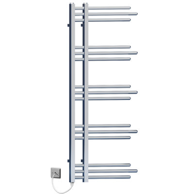 Myhomeware Chrome Sydney Designer Pre-Filled Electric Towel Rail Bathroom Radiator 500mm X 1200mm from B&Q