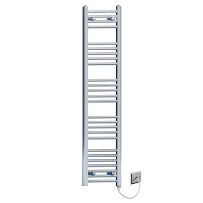 Myhomeware 400 X 1400mm Chrome Flat Electric Pre-Filled Towel Rail Radiator For Designer Bathroom Standard Element from B&Q