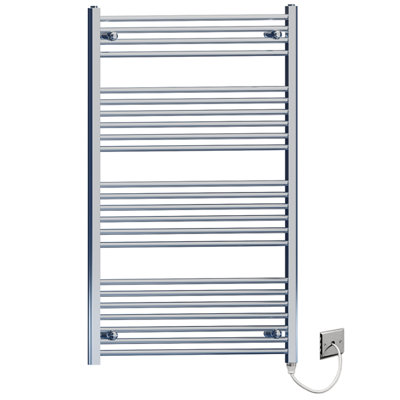 Myhomeware 700 X 1200 Flat Chrome Flat Electric Pre-Filled Towel Rail Radiator For Designer Bathroom Standard Element from B&Q