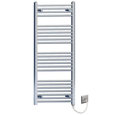 Myhomeware 600 X 1200mm Flat And Curved Chrome Electric Pre-Filled Heated Towel Rail Radiator For Bathroom Designer Standard Element from B&Q