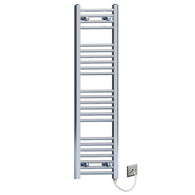 Myhomeware 300 X 1200mm Flat Chrome Electric Pre-Filled Heated Towel Rail Radiator For Bathroom Designer Standard Element from B&Q