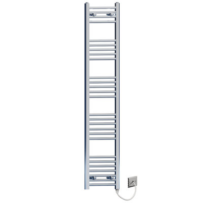 Myhomeware 300 X 1600mm Flat Chrome Electric Pre-Filled Heated Towel Rail Radiator For Bathroom Designer Standard Element from B&Q