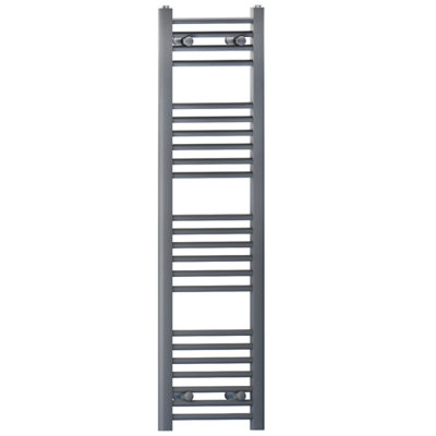 B&Q -  400mm X 1200mm Anthracite Grey Heated Bathroom Towel Rail Radiator For Central Heating Elegant Designer In Uk