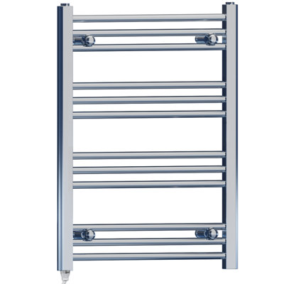 Myhomeware 400mm X 700mm Chrome Flat Electric Pre-Filled Towel Rail Radiator For Designer Bathroom Standard Element Stock Clearance from B&Q