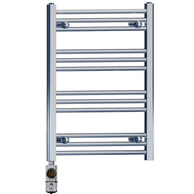 Myhomeware 400mm X 700mm Chrome Electric Bathroom Towel Rail Radiator Heater With Af Thermostatic Electric Element Pre-Filled Stock Clearance from B&Q