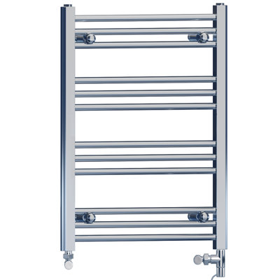 Myhomeware 400mm X 700mm Chrome Flat Dual Fuel Towel Rail Radiator For Designer Bathroom Standard Element Stock Clearance from B&Q