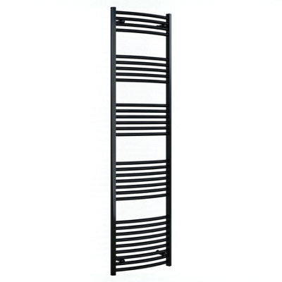 Myhomeware 500 mm X 1800 mm Curved Black 25mm Tube Heated Bathroom Towel Rail Radiator For Central Heating Designer from B&Q