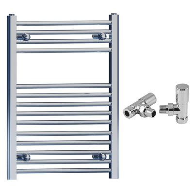 Myhomeware 500 X 750mm Chrome Heated Bathroom Towel Rail RadiatorCentral Heating Uk With Angled Valves from B&Q