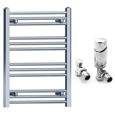 Myhomeware 400 X 700mm Chrome Heated Bathroom Towel Rail RadiatorCentral Heating Uk With Trv Angled Valves from B&Q