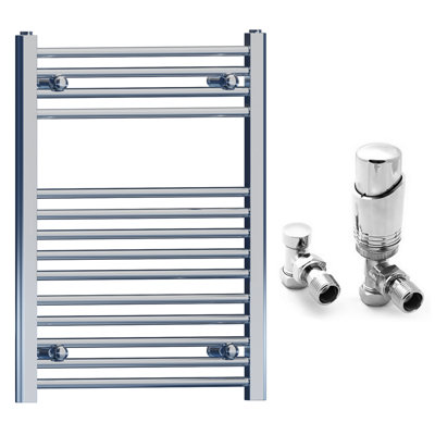 Myhomeware 500 X 750mm Chrome Heated Bathroom Towel Rail RadiatorCentral Heating Uk With Trv Angled Valves from B&Q