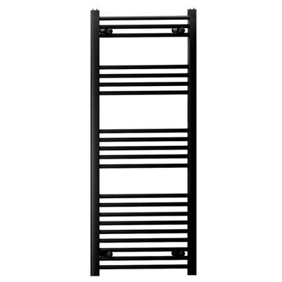 B&Q -  500mm X 1200mm Straight Black Heated Bathroom Towel Rail Radiator For Central Heating Uk 19mm Tube - Image 3