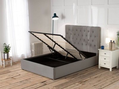 B&Q -  Elizabeth Ottoman Storage BedStone GreyDouble