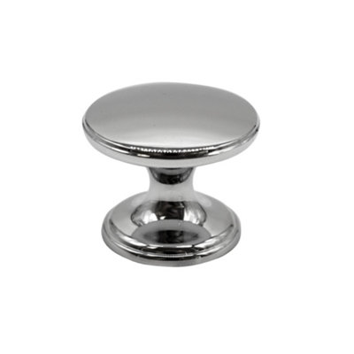 Polished Anodised Zinc Alloy Chrome Effect Round Knob (Dia)41mm from B&Q
