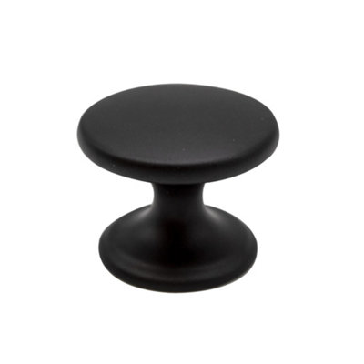Black Anodised Zinc Alloy Round Knob (Dia)41mm from B&Q