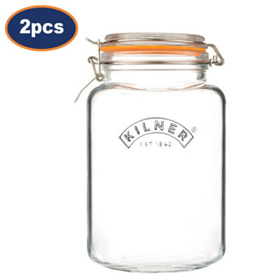 Glass Jar 3L Square Preserving Jar Storage With Airtight Clip Top Container 2Pcs from B&Q