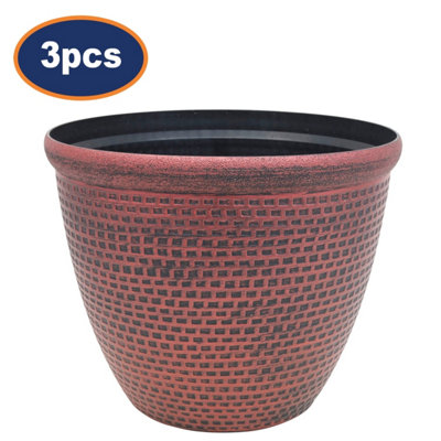 Pot Cromarty Planter Antique Copper Plastic Plant Flower Garden Patio 25Cm 3Pcs from B&Q