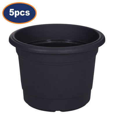 Planter Pot Round Plastic Gunmetal Grey Garden Indoor Outdoor Flower 35Cm 5Pcs from B&Q