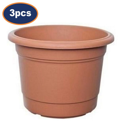 Flower Pot Round Milano Planter Plastic Terracotta Garden Outdoor 35Cm 3Pcs from B&Q