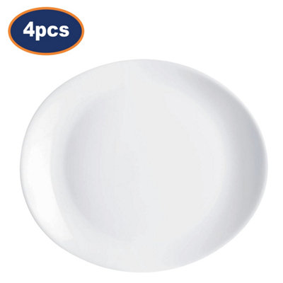 - Luminarc Steak Plate Oval Opal White Dishwasher Safe Microwave Safe 30Cm 4Pcs