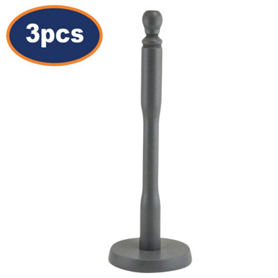 Paper Towel Holder Wooden Tissue Roll Dispenser Rack Pole Grey Standing 3Pcs from B&Q