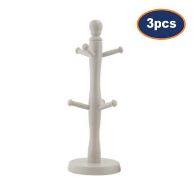 Mug Tree Cup Rack Holder 6 Hook Wooden Hanging Grey Kitchen Counter Storage 3Pcs from B&Q