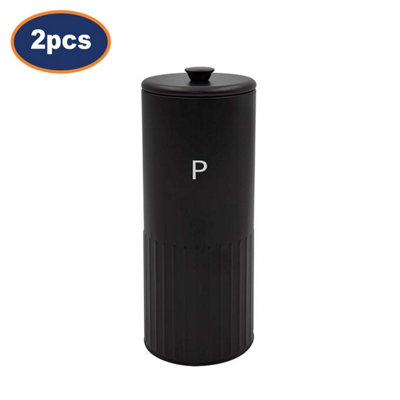 Pasta Tin Metal Black Round Spaghetti Food Storage 2.5L Canister Airtight 2Pcs from B&Q