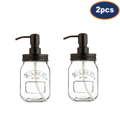 2Pcs 500Ml Kilner Glass Lotion Bathroom Shower Pump Liquid Bath Soap Dispenser from B&Q