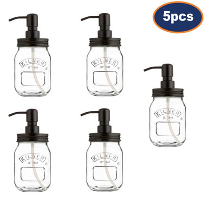 5Pcs 500Ml Kilner Glass Lotion Bathroom Shower Pump Liquid Bath Soap Dispenser