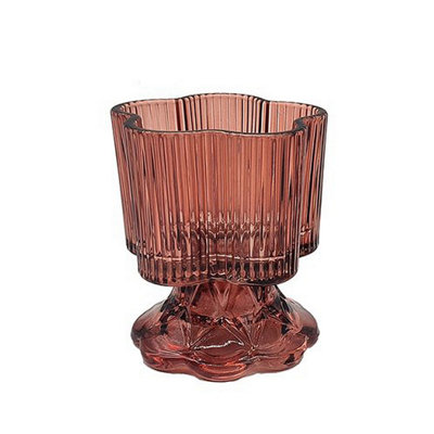 Glass Candle Holder Champagne Embossed Design Dinner Tabletop Decor Centrepiece from B&Q