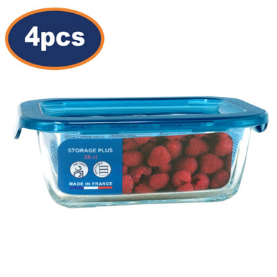  - Luminarc Food Container Glass With Lid Storage Plus Airtight Lunch Box 38Cl 4Pcs