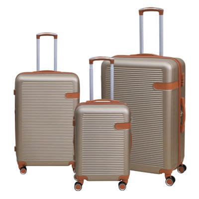 Travel Suitcase 3Pcs Vienna Champagne Expandable Luggage Trolley 360 8-Wheel Abs from B&Q