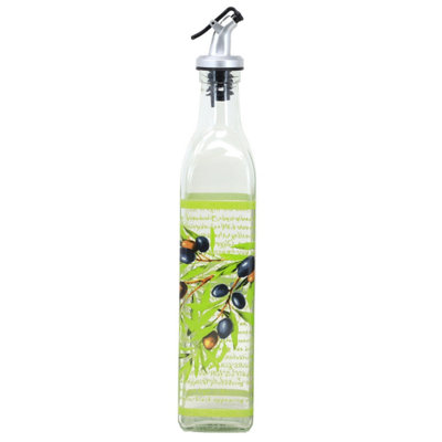  - Glass Oil Vinegar Bottle Airtight Dispenser Storage Olives Design Pourer 500Ml