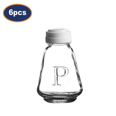 Pepper Shaker Set Glass Dispenser Pot Embossed Label Condiment Storage Cruet 6Pc from B&Q