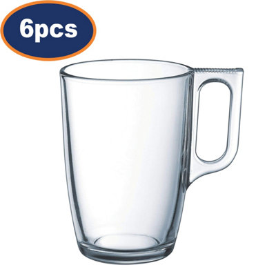 Glass Coffee Tea Cup Mug Clear Transparent Tumbler Dishwasher Safe 320Ml 6Pcs from B&Q