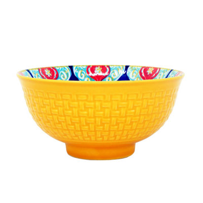 Dessert Bowl Stoneware Yellow Mandala 12Cm Snacks Pudding Fruits Bowl Decorative from B&Q