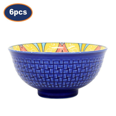 Dessert Bowl Set Stoneware Blue Mandala 12Cm Snacks Pudding Bowl Decorative 6Pcs from B&Q