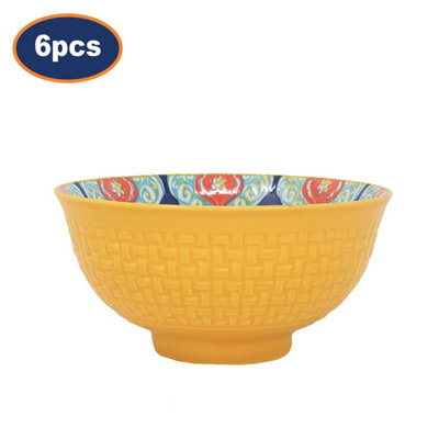 Dessert Bowl Stoneware Yellow Mandala 12Cm Snacks Pudding Bowl Decorative 6Pcs from B&Q