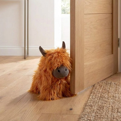 Garden Greatness Highland Cow Shaggy Doorstop Faux Fur from B&Q