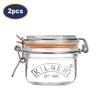 Kilner Glass Storage Jar Clip Top Lid Round 125Ml Small Clear Container Set Of 2 from B&Q