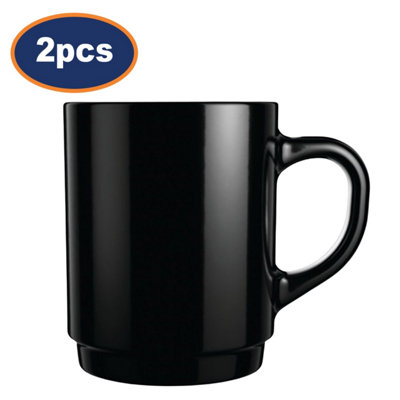 Luminarc Mug Tempered Glass Black Stackable Toughened Coffee Hot Choco 250Ml 2Pc from B&Q