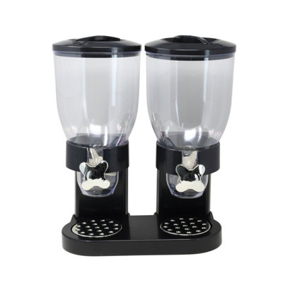 Cereal Dispenser Double Black Plastic Dry Food Container Food Storage 3.5L Each from B&Q