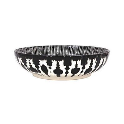 Pasta Bowl Fine China Black Tie-Dye Decorative Bowl 22Cm Deep Plate Dinnerware from B&Q