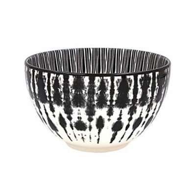 Rice Bowl Black Fine China Tie-Dye 500Ml Decorative Dessert Bowl 13Cm Dinnerware from B&Q