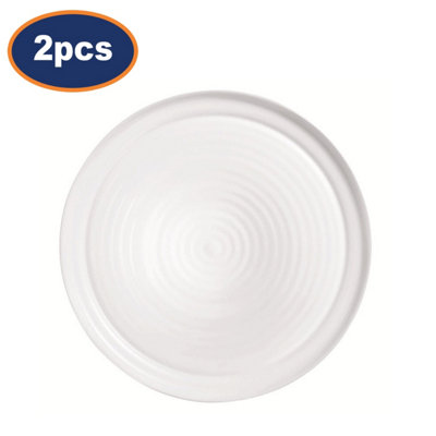  - Pizza Plate 32Cm Opal Glass White Round Arcoroc Concentric Ring Dinner 2Pcs