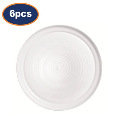  - Pizza Plate 32Cm Opal Glass White Round Arcoroc Concentric Ring Dinner 6Pcs
