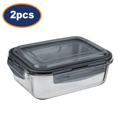 Glass Food Storage Container Plastic Lid 620ml Medium Clip Lock Oven Safe 2Pcs - Image 3