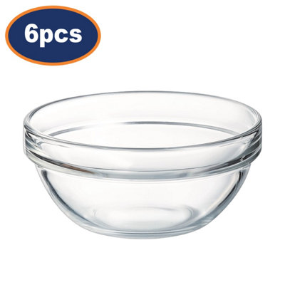 Salad Bowl Tempered Glass 12Cm Clear Stackable Arcoroc Dishwasher Safe 6Pcs from B&Q