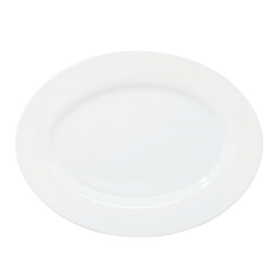 Platter Serving Plate 34.5Cm White Oval Glass Zenix Intensity Dinnerware Durable from B&Q