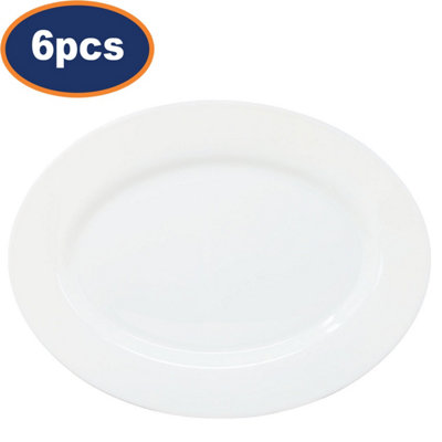 Platter Serving Plate 34.5Cm White Oval Glass Zenix Intensity Dinnerware 6Pcs from B&Q