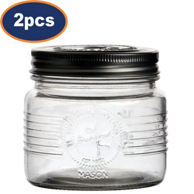 Storage Jar Glass 500Ml Airtight Lid Preserving Tea Coffee Sugar Canister 2Pcs from B&Q